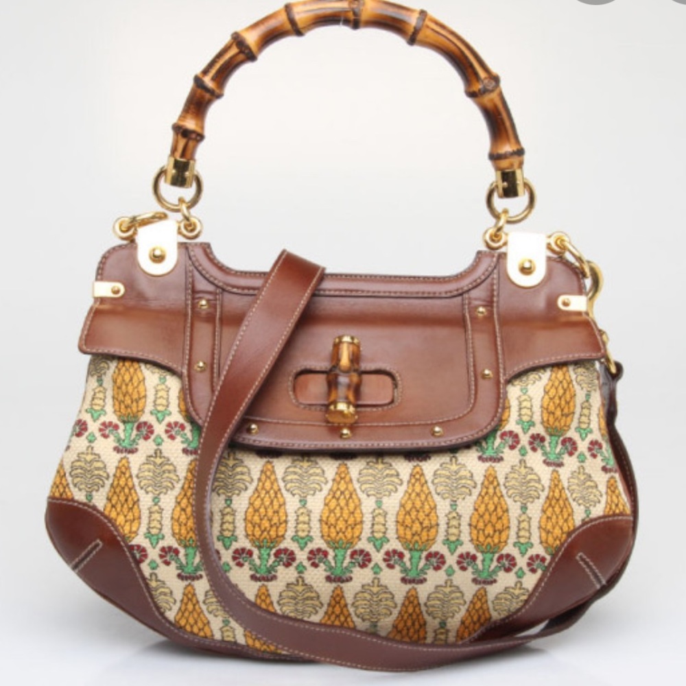 ❌SOLD❌ Vintage Gucci Runway 2005 Pigna Pineapple Bamboo Handbag